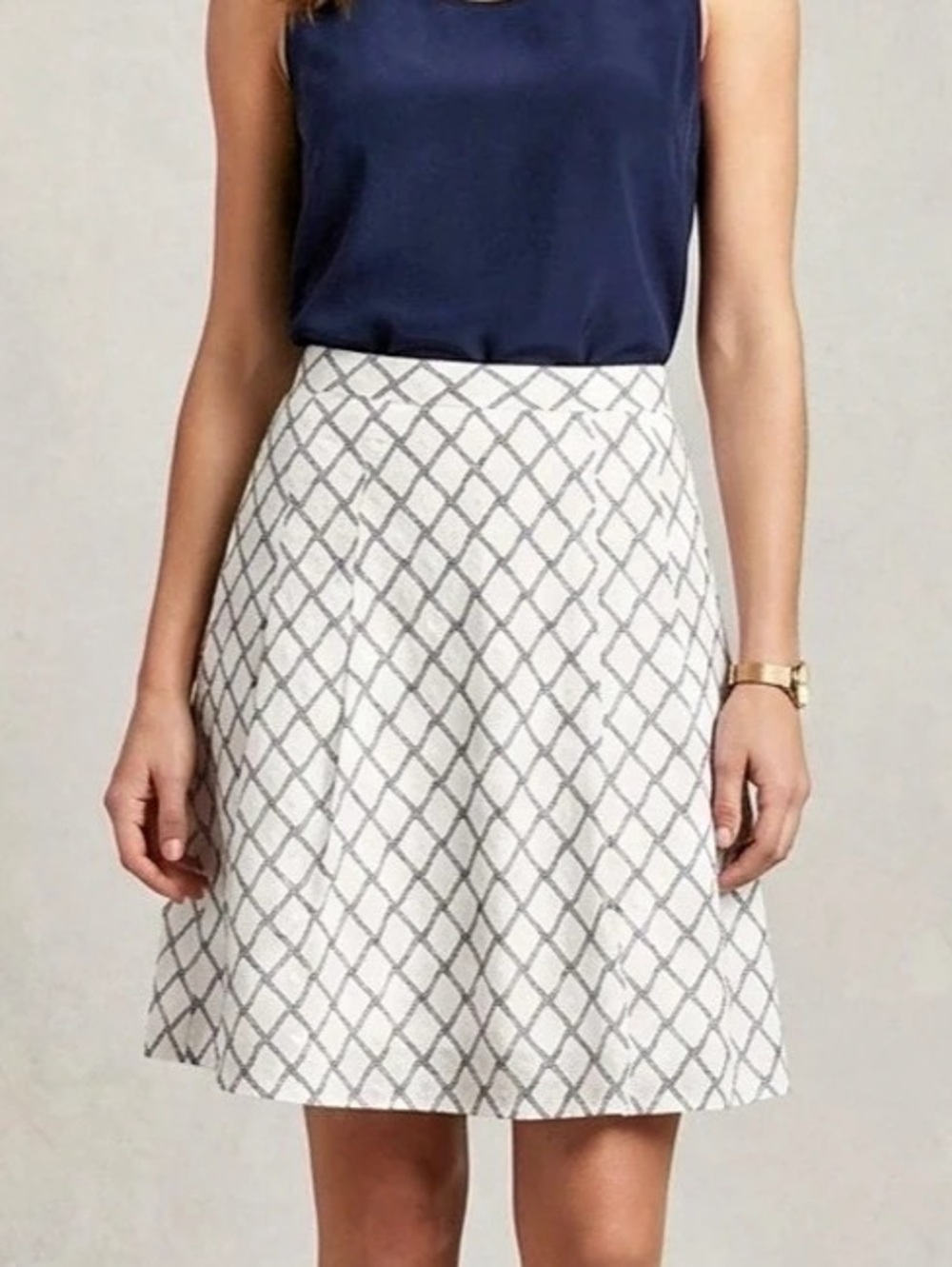 NWT Banana Republic White & Blue Diamond Lattice Mini Skirt - Size 10